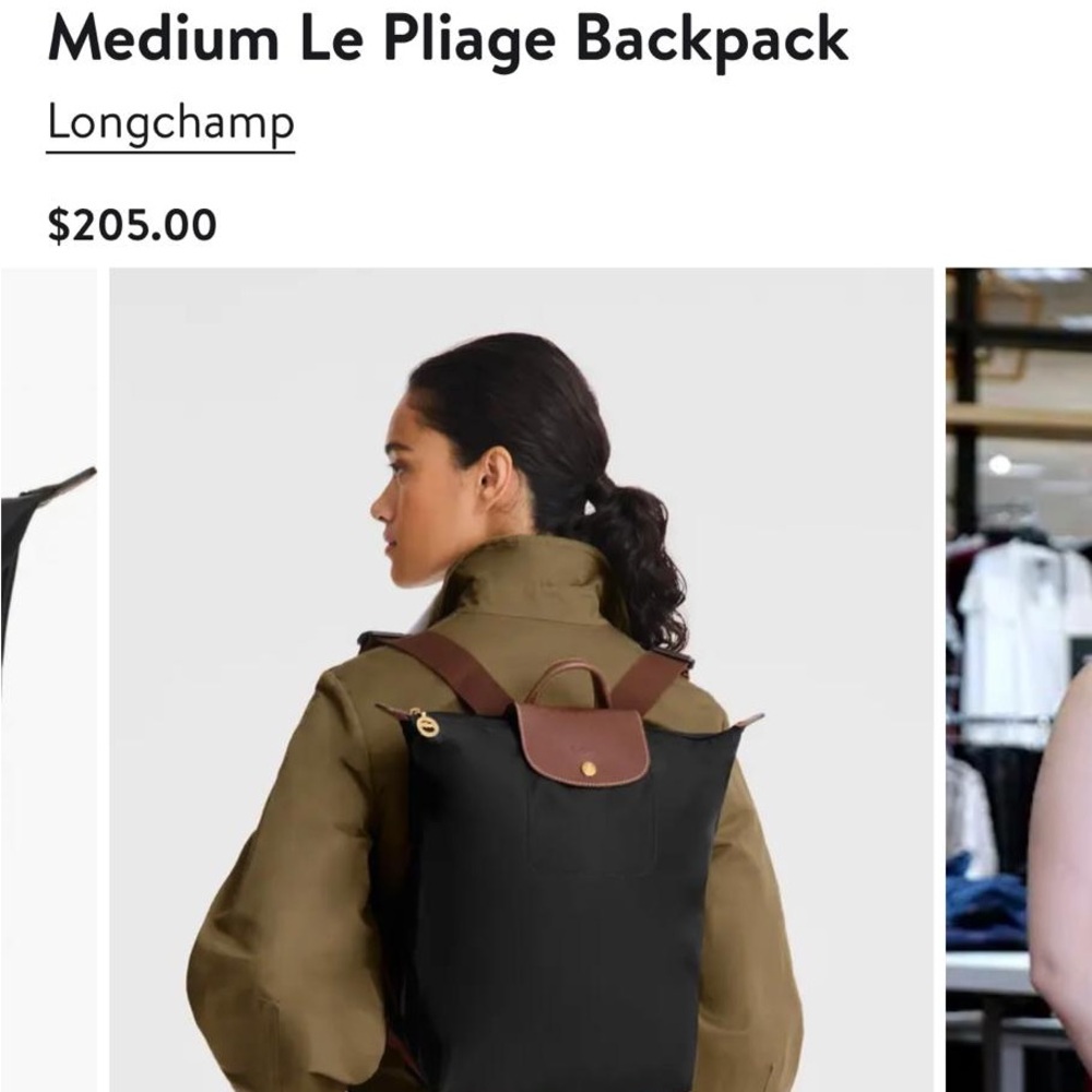 Longchamp Black and Brown Le Pliage Backpack